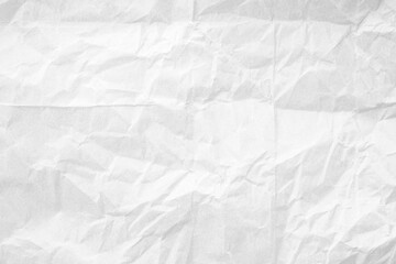 Crumpled white paper texture or background for design with copy space for text or image.