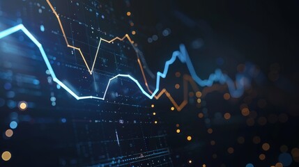 Animated line chart with dynamic effects, sleek design, realistic, studio lighting