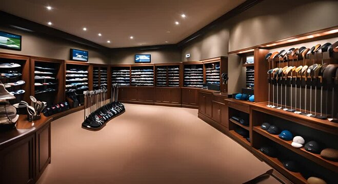 Interior of a golf shop.