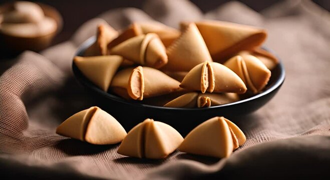 Plate with fortune cookies.