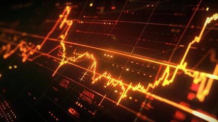 Fototapeta premium Realistic animated line chart, dynamic effects, sleek design, studio lighting