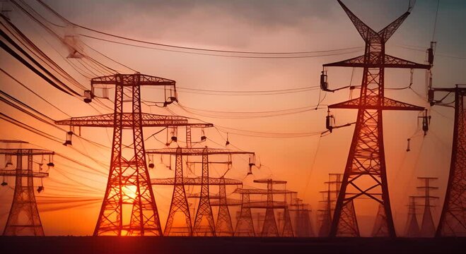 Electricity towers in the city.