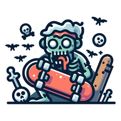 zombie playing skateboard