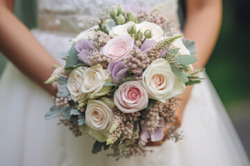 Close-Up of the Bride's Hand Holding Her Bouquet