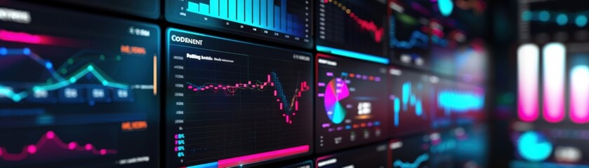 Fototapeta premium Engaging visuals on interactive dashboard, vibrant colors, realistic, studio lighting