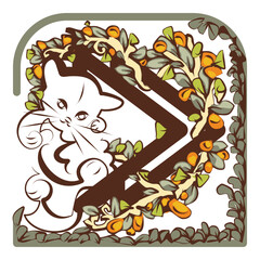 Media Forward, Next, Skip Icon with Kitten for Cat Lovers
