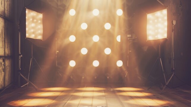 Studio lighting on dotted scatter plot, light tones, minimalist design, realistic