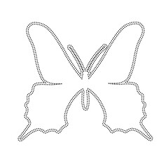 Decorative dotted outline of a winged insect butterfly. Vector graphics.