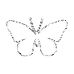Decorative dotted outline of a winged insect butterfly. Vector graphics.