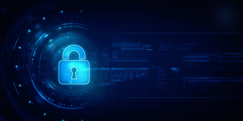 2d illustration Safety concept: Closed Padlock on digital background