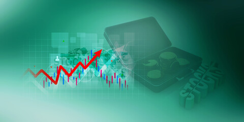 2d illustration Stock market online business concept. business Graph 