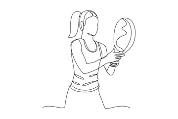 continues line art sports people playing tennis illustrator line art
