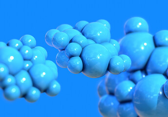 3d blue bubble abstract background render
