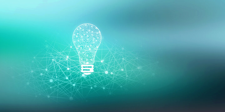 

2d illustration bulb future technology, innovation background, creative idea concept 
