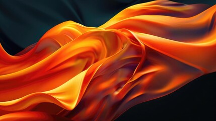 Obraz premium 3D abstract design with vibrant orange curved waves, creating a dynamic and flowing pattern against a contrasting dark background