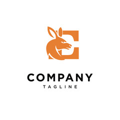 Letter E Kangaroo Head Logo Icon Vector 