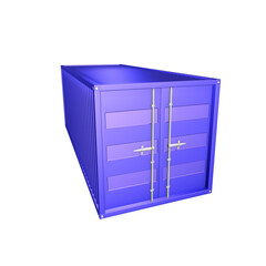 Cargo container blue color 3d render