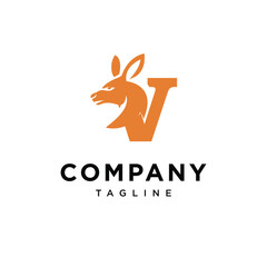 Letter V Kangaroo Head Logo Icon Vector 