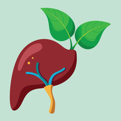 Organ day liver with a leaf sprouting vector illustration art