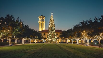 Fototapeta premium Illuminated Christmas Tree in Downtown Square
