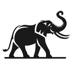Clean Black and white Vector silhouette of a Elephant on white background