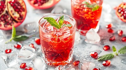 Pomegranate tequila cocktail Summer light alcoholic drink cooling aperitif On light background