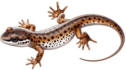Obraz premium Detailed fullbody illustration of a salamander with anatomical accuracy and unique features, isolated on a clean background.