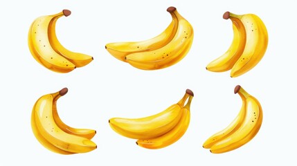 Vibrant watercolor illustration of a banana set on a white background.