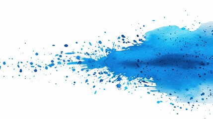 A vibrant blue watercolor splash stands out against a crisp white background, perfect for artistic designs or backgrounds.