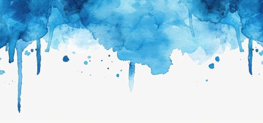 Fototapeta premium A vibrant blue watercolor splash stands out against a crisp white background, perfect for artistic designs or backgrounds.