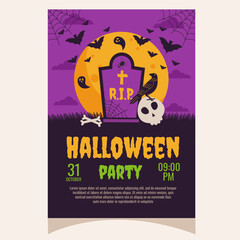 Halloween party invitation, poster.Template for greeting cards, background, cover, sale banner, flyer, advertising, web, social media.