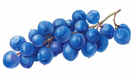 Vivid blue grape illustration, crafted with watercolor techniques for a fresh, artistic touch. Perfect for botanical themes.