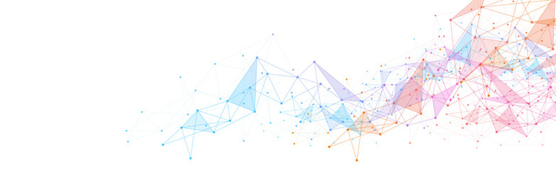 Geometric connected background. Connecting dots and lines. Global network connection. Banner template for technology.