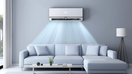 Living room with an air conditioner