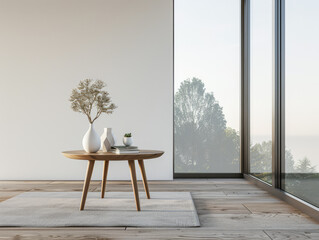 Modern interiors composition with plenty of natural window lighting and contemporary furniture. Property interiors design composition.