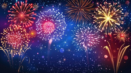 Fototapeta premium A spectacular night sky with a vibrant display of sparkling fireworks