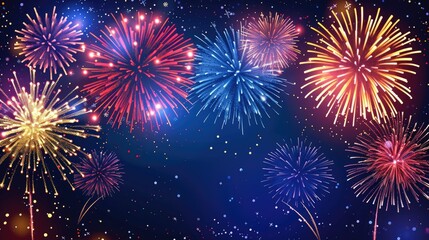 Fototapeta premium A spectacular night sky with a vibrant display of sparkling fireworks