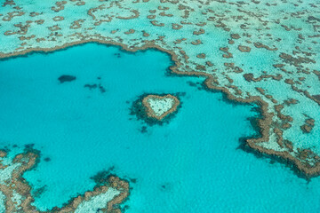 Heart Reef in the Great Barrier Reef off the coast of the Whitsundays 