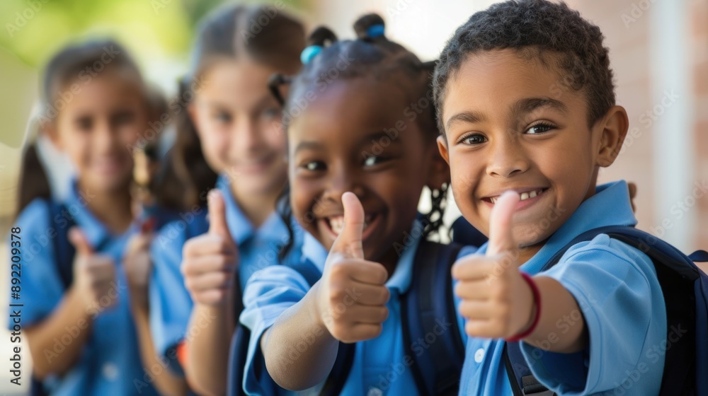 Poster a group of children standing next to each other giving thumbs up