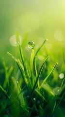 Fototapeta premium Fresh morning with water drops on green leaves