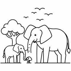 Fototapeta premium This fun and educational vector illustration coloring book features jungle animals like lions elephants and monkeys perfect for a jungle safari adventure