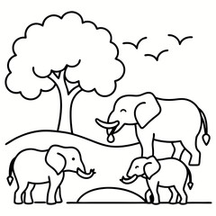 This fun and educational vector illustration coloring book features jungle animals like lions elephants and monkeys perfect for a jungle safari adventure