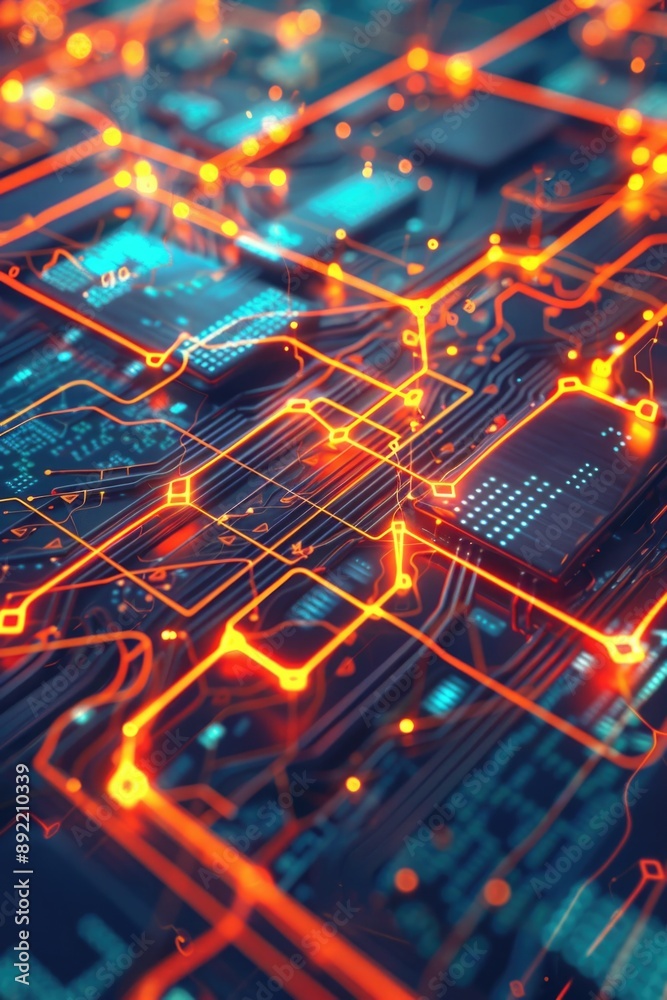 Poster A detailed image of a computer circuit board with various electronic components