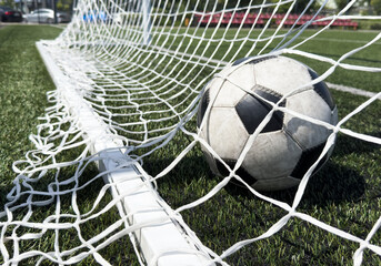 Goal in the back of net in soccer game