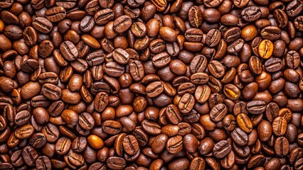Fototapeta premium Panoramic view with textured roasted coffee beans as a backdrop