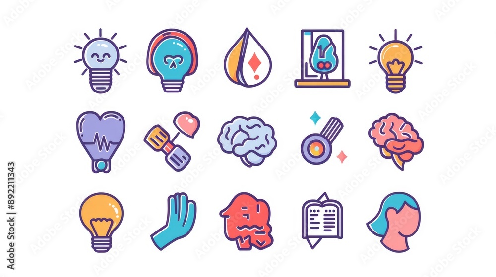 Poster a collection of colorful icons set against a white background, ideal for use in presentations, infog