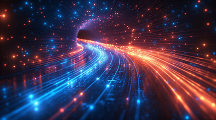 Blue light streak, fiber optic, speed line, futuristic background for 5g or 6g technology wireless data transmission, high-speed internet in abstract. internet network concept. vector design.