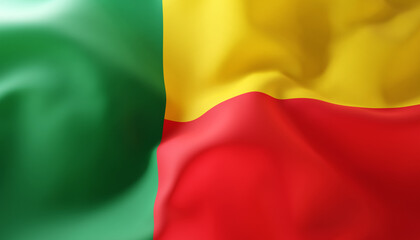 Flag of Benin. Close Up. 3d-rendering