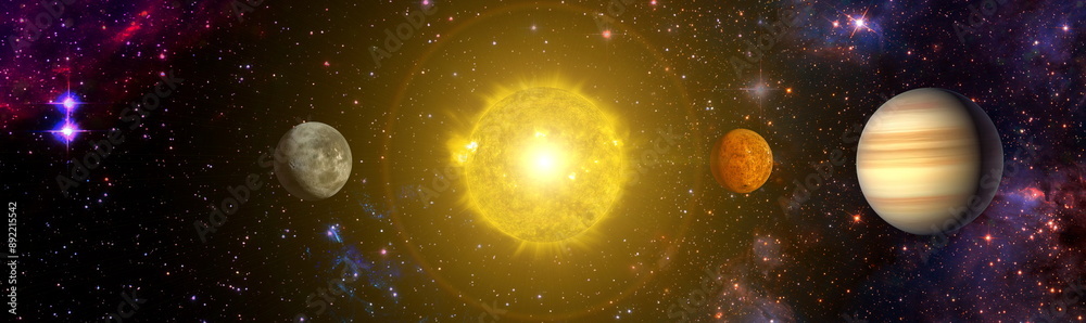 Wall mural stars of a planet and galaxy in a free space. .magic color galaxy. infinite universe and starry nigh