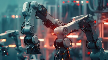 Fototapeta premium XAI Smart industry robot arms for digital factory production